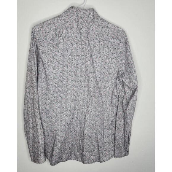 Ted Baker Shirt Mens Medium Blue Pink Pattern Long Sleeve Button Up Portugal - Picture 5 of 8